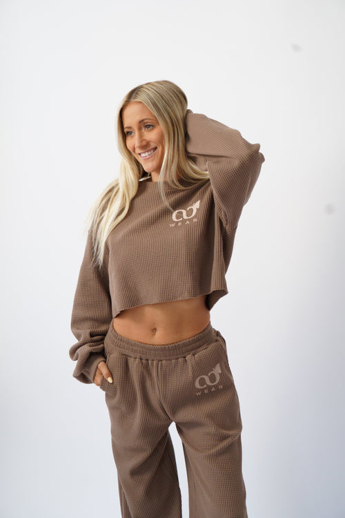 Cloud Waffle Knit Lounge Set in Mocha
