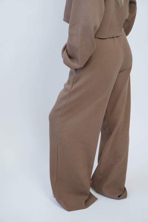 Cloud Waffle Knit Lounge Set in Mocha – view 2
